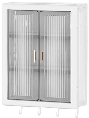 Wandschrank Badezimmer Hängend Weiß mit Griff Wandschrank Küche Hängend Schmal Keine Bohrungen Erforderlich Durchsichtige Tür für Badezimmer und Küche