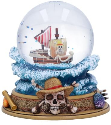 Nemesis Now One Piece Going Merry Snow Globe - Offiziell lizenziertes Anime-Sammelstück, Strohhut, Piratenschiff-Display mit Glitzereffekt, handgemaltes Detail, für Anime-Fans und Sammler, 14 cm