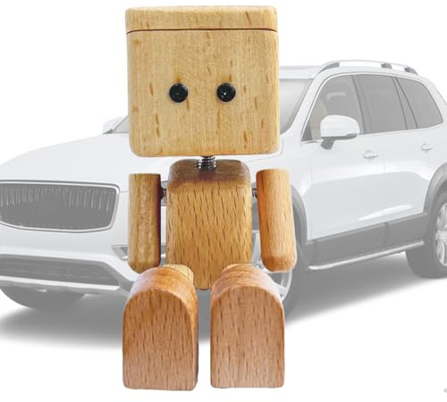 Krmoau Figura tambaleante – Decoración de coche de hombre de madera – Divertida decoración de escritorio de madera y accesorios de automóvil para mesa de viaje