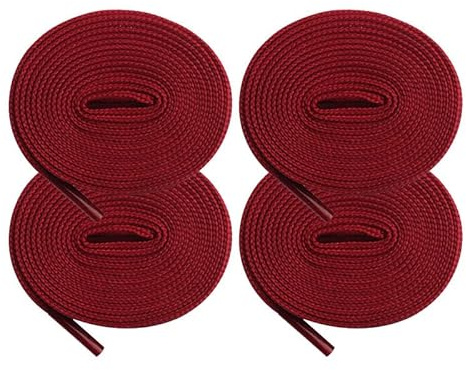 4 cordoncini rossi universali in poliestere, larghi 10 mm, piatti, con estremità di chiusura in plastica, per felpe, pantaloni, scarpe, cappotti, 130 cm