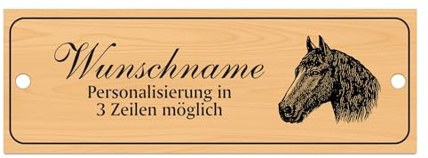 Dekolando Stallschild Boxenschild Tinker personalisierbar mit Wunschtext Pferd Pferde – Stalltafel aus Kunststoff in Holzoptik – 20 cm × 7,5 cm