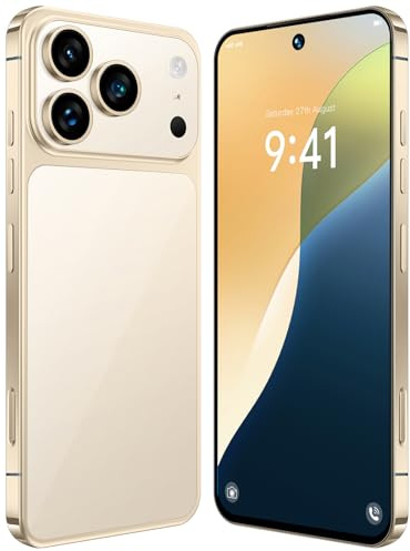 COTSRGT I17 Pro Max Android 15 Telefono Cellulare Sbloccato, Batteria Da 8000 MAh, 16 GB 1 TB, Smartphone 10 Core, Display HD 7,3, 78 MP 108 MP, Telefono Cellulare Sblocco Facciale,Gold-7.3 Inch