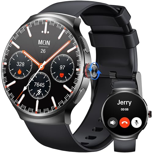 Montre Connectée Homme Femme, 1.43 AMOLED Smartwatch avec Appels Bluetooth, Etanche IP68 Montre Sport, 100+ Mode Sport avec Podomètre, Fréquence Cardiaque, SPO₂, pour Samsung iPhone Android, Noir