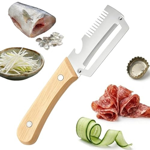 Pelapatate 2 in 1 in Acciaio Inossidabile, Coltello Multifunzionale Seghettato, Affettatore E Pelapatate Da Cucina Portatile Per Patate, Carote, Cetrioli E Scalogni (1pcs)