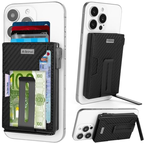 Aibirui Magnetisk plånbok för mobil telefon, popup 8 korthållare, 4 000 g magnet RFID-skydd med pengaklämma – ultratunn magnetisk plånbok för iPhone 17/16/15/14/13/12 serien, Med konsol, 11*8.5*3cm