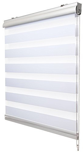 Sol Royal Kassetten Doppelrollo ohne Bohren SolDecor DK9 Duo Rollo Klemmfix 90 x 220 cm Premium Vario Rollo mit Klemmträger und extra breite Streifen - Weiß