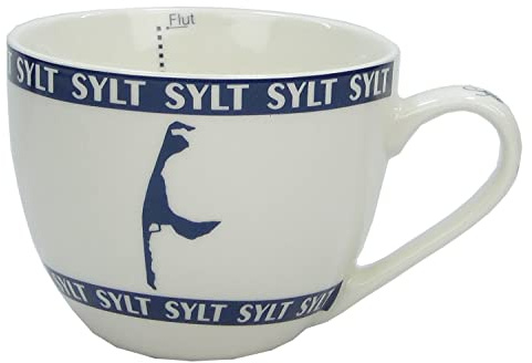 osters muschel-sammler-shop 1 Jumbo Kaffeebecher/Teebecher/blau-Weiss/Syltmotiv mit EBBE und Flut/Motiv Sylt/Sylter Becher/Strandtasse-Becher/Sylt - Geschenk-Artikel