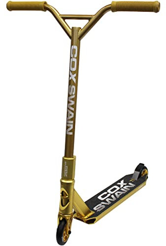 Cox Swain Stunt Scooter X-385, SCS-Kompression, CNC Fork, 100mm PU/Alu Rollen, ABEC 9, Kinder + Erwachsene, Anfänger + Profis, super stabil - Gold