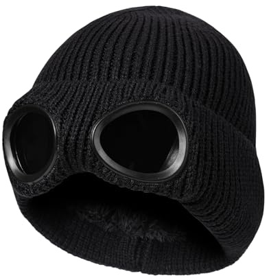 TAGVO Berretti in Maglia Invernale, Fodera in Morbido Pile Termico Antivento, Sci Escursionismo Cappelli, Cappellini da Cranio Spesso Inclinato per Uomo Donna Adulti Sport All'aperto