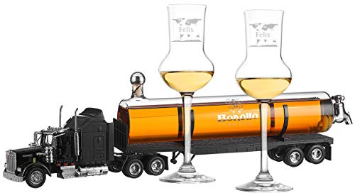 polar-effekt Modelltruck Dekanter mit Grappa - 0,5L Obstbrand Grappa Barrique - 42% Vol Genießer - Geschenk für Opa, Papa, Mann - Motiv Weltkarte