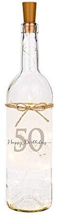 Manufaktur Liebevoll Flaschenlicht Happy Birthday 50 Geld Geschenk runder Geburtstag Leuchtflasche Frau Mann Freundin Freund Kollege Kollegin Büro Arbeit