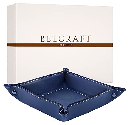Orvieto Taschenleerer Leder, Handgearbeitet in klassischem italienischem Stil, Ordentlich Tablett, Geschenkschachtel inklusive (19x19 cm) Ozean Blue