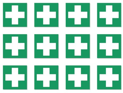 Erste Hilfe, Rettungszeichen: E003 - DIN EN ISO 7010 / ASR A1.3 - Aufkleber: 2,5 cm, 12 Stück