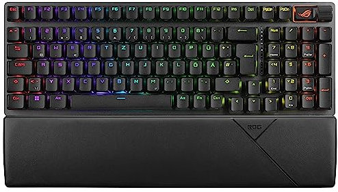 ASUS ROG Strix Scope II 96 Wireless mechanische Gaming Tastatur (ROG NX-Switches, Handballenablage, 4 GHz, Bluetooth, kabelgebunden, ROG Omni-Empfänger, Aura Sync RGB-Beleuchtung, DE QWERTZ-Layout)
