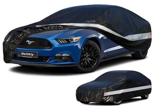 Holthly 10 Layers Coupe Car Cover Waterproof All Weather for Automobiles,100% Waterproof Outdoor Car Covers Rain Snow UV Dust Protection. Custom Fit for Ford Mustang,Chevy Camaro, Chevy Corvette,etc