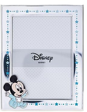 VALENTI & CO. – Disney Baby – Mickey – Marco de fotos de plata para niños, regalo bautizo, nacimiento o cumpleaños (13 x 18 cm)