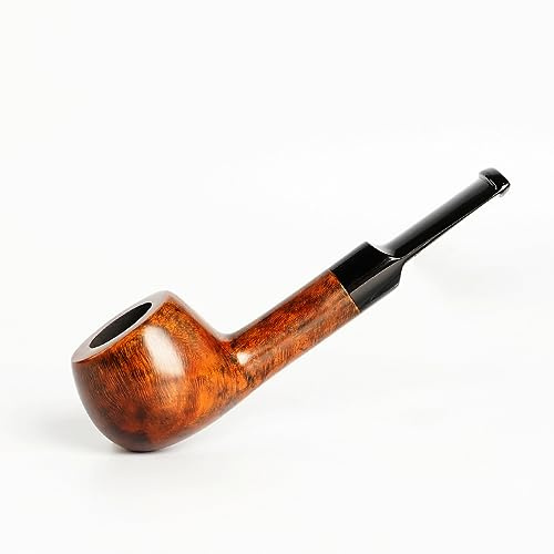 MUXIANG Mini-Tabakpfeife aus Bruyèreholz, glatte Goldfarbe mit 3 mm Sattelstiel mit geradem Griff AA0446S-1