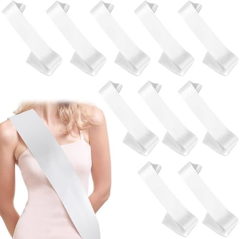 10 Pack Beauty Pageant Sashes, Blank Satin Sashes Premium, Blank Sashes to Decorate Sashes, Plain White Sash, DIY Sash For Party Decorations, Birthday, Wedding, Bridal Shower Birthday Party