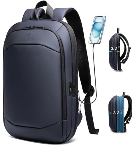 HEROIC KNIGHT Laptop Rucksack Herren 17 Zoll wasserdicht mit USB-Blau | Erweiterbarer Arbeitsrucksack, flugtaugliches Handgepäck, vielseitiger Tagesrucksack für Büro, Uni und Geschäftsreisen