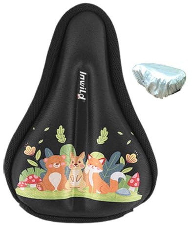 Ronyme Kinder Fahrradsitzkissenbezug Kinder Fahrradsitzbezug Jungen Mädchen rutschfest Weich Bequem Schwarz Kinder Fahrradsitzkissen, S Tiere