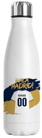 Botella Térmica Personalizada Fútbol Madrid | Regalo Original para Aficionados del Fútbol | Regalo Camisetas Equipos Futbol | Termo Acero Inoxidable Doble Capa 500 ml (Madrid)