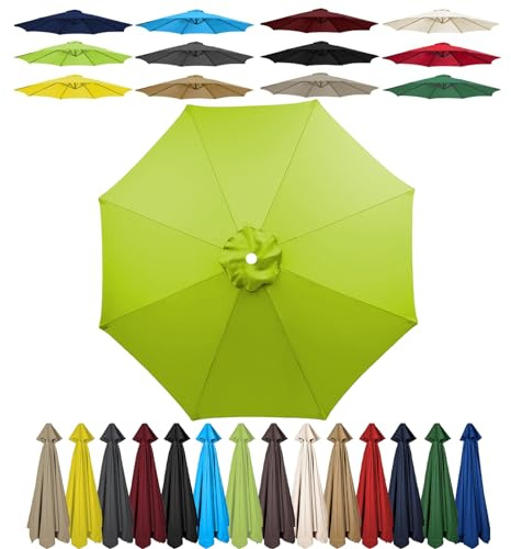 HonunGron Rechange Toile De Parasol De Jardin (2m/2.3m/2.5m/2.7m/3.0m) Dessus De Parapluie De Remplacement pour 6 Ribs/8 Ribs,Toile de Rechange pour Parasol, Anti-UV (6 Ribs-3m,Vert Herbe)