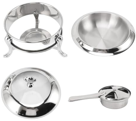 Kuuleyn Chafing Dish Buffet Set Round Buffet Warmer With Lid Stainless Steel Fuel Heating Portable Catering Server For Parties Buffet Weddings Events (20 cm)