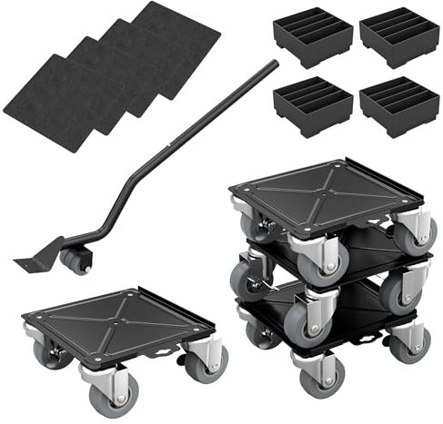 HENGMEI 4 Stück Möbeltransport-Set Rollbrett Transportroller Belastbarkeit Möbelrollen Kohlenstoffstahl mit 4-PP-Rädern für Umzug Möbel Transport