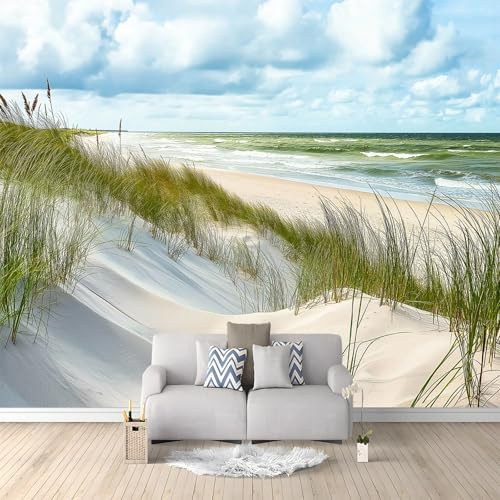 Fotomurales 3D Paisaje De Playa Junto Al Mar 200x140 cm Papel Pintado Fotográfico, Decoración De la Pared Murales para Salón, Dormitorio, Habitación para Niños, Pared de TV