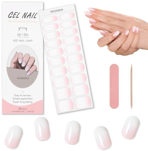 Nagelfolie Selbstklebend,Gel-Nagelfolie Full Wraps Nagelaufkleber 1 Blatt 20 Stk UV Gel Streifen mit Nagelfeile Alkohol Wattepads für DIY Nagelkunst Damen Mädchen Weihnachten Nageldekora