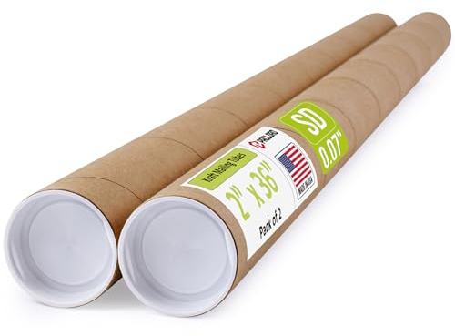 Versandrollen aus verstärktem Kraftpapier, 5,1 x 91,4 cm, 2 Röhren mit je 2 Kappen, USPS-zugelassene Posterröhre, hergestellt in den USA, Kartonröhre für Versand und Aufbewahrung von Postern, Drucken,