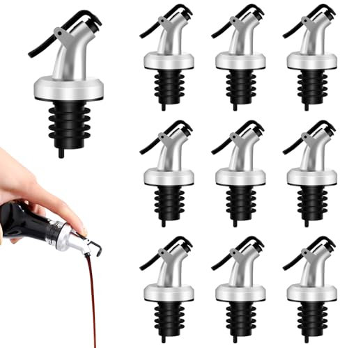 10 Piezas Prensa Verter Botella Aceite, Taper Vertedores Aceite, Prensa para Verter Botella de Aceite con Tapón, Botella Vertedor de Aceite de Boquilla para Aceite, Alcohol, Vinagre y Licores