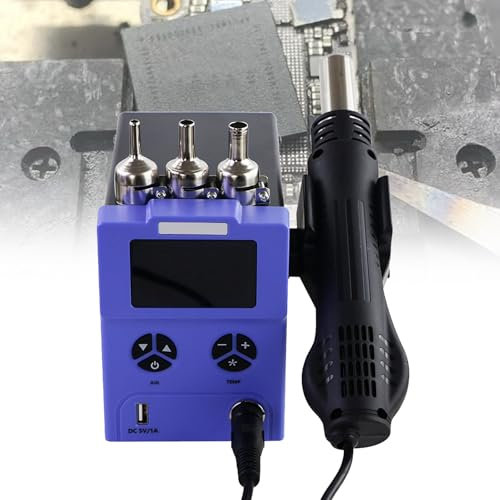 VNATWGOO 600W Hot Air Rework Station, 110V/220V Digita Display Heat Gun, with 3 Hot Air Nozzles, Adjustable Temperature Air Volume Hot Air Soldering Station,220V