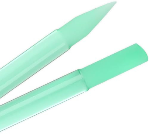 Bona Fide skönhet tjeckiskt glas nagelbandspusher (jadefärg) med mikrofiberärm, mild manikyrpinne och nagelbandsborttagare – tillverkad i Tjeckien
