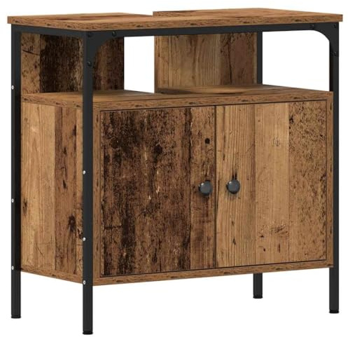 vidaXL Tvättställsskåp åldrat trä 60x30x60 cm konstruerat trä, tvättställsskåp, vaskskåp, tvättställsunderskåp, badrumsskåp, handfatsskåp