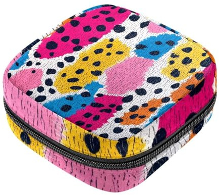 Bunte Leoparden-Menstruationstaschen, Damenbinden-Aufbewahrungsbeutel für Damen, große Kapazität, Menstruationspads, Tampon-Sammeltasche, Geldbörse