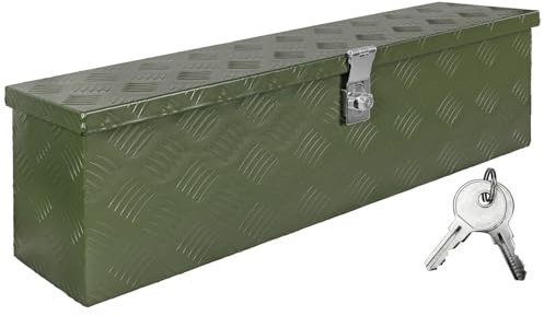 Trucky Deichselbox Grün Werkzeugkasten Truckbox Anhänger Kiste Abschließbar Alubox Transportbox Werkzeugbox Aluminium Aufbewahrungsbox, Ausführung:Modell 3 (78.5 x 20.5 x 22.5 cm / D035)