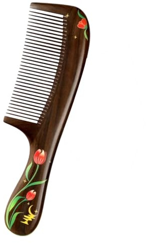 Feinzahnkamm aus Rosenholz, handgefertigtes Entwirrungswerkzeug aus Naturholz, tragbares, statikfreies Design(18.3cm)