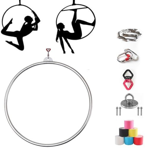 Nicvrea Aerial Hoop Set, Professioneller Aerial Lyra Hoop, 85 cm/90 cm Aerial Hoop, Circus Fitness Aerial Hoop, Aerial Yoga Hoop für Zuhause, Fitnessstudio, Verein,90cmpaint-2.5cm