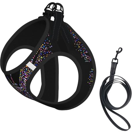 Hundegeschirr mit Strass-Schmetterlings-Aufdruck, 2 x Schnalle, Hundeweste, kein Ziehen an der Vorderseite, für kleine und mittelgroße Hunde