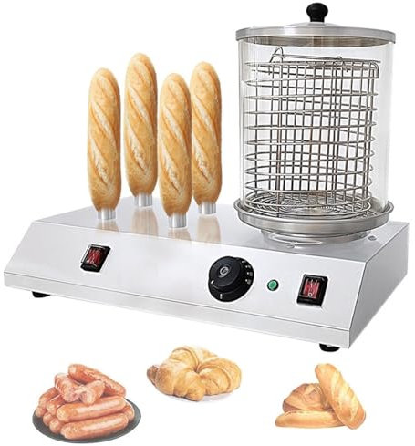 GUHPZA Máquina para Hacer Perritos Calientes, Vaporera, Calentador De Pan, Pan, Salchichas, Cocina De Acero Inoxidable para Restaurantes - Equipo Eléctrico Comercial D,4