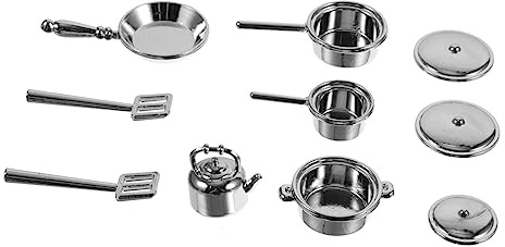 PartyKindom 10 Pièces Ustensiles de Cuisine Miniatures Alliage Ensemble pour Maison de Poupées Accessoires de Cuisine Miniature et