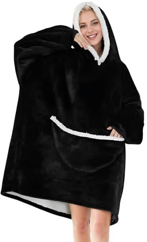 Ziyonix Fleece Coperta con Cappuccio, Coperta in Pile Sherpa Indossabile Unisex Oversize con Cappuccio Morbida Coperta con Cappuccio Gigante Calda per Donna e Uomo