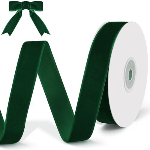 qingmeng 9m Samtband Grün, Satinband 20mm Geschenkband Breit Schleifenband Weihnachten Grün Samt Band Ribbon Dekoband Geschenkbänder zum Basteln für Geschenkverpackung Weihnachtsdeko