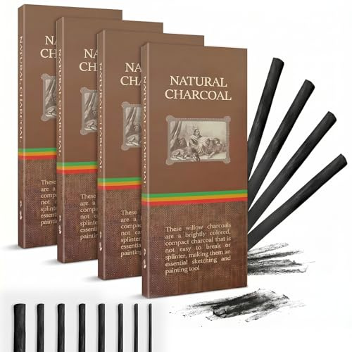 INNAL Lot de 72 Fusains en Osier Fusain 6 Tailles pour Croquis | Fusains à Dessin Naturels pour Dessin Travaux Artistiques