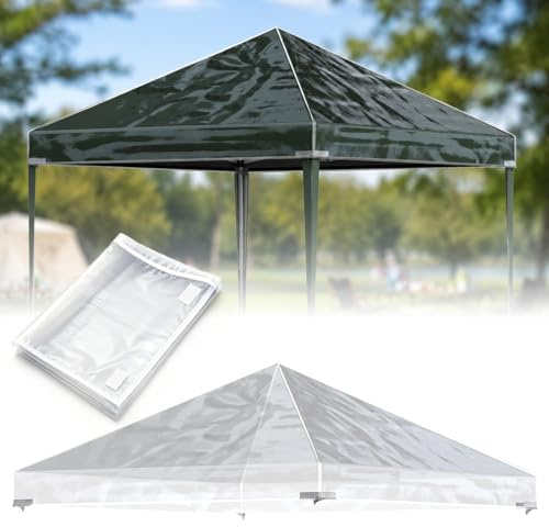 Verdego Pavillon Ersatzdach 3x3m Wasserdicht Transparent, PVC Schutzhaube, Winterfeste Abdeckplane für Gartenzelt Partyzelt, Regenschutz Gazebo Überzug (Allgemein)