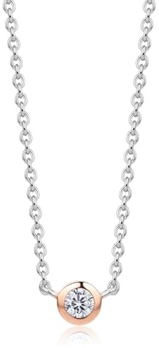 MIORE Solitär Damen Halskette | 925 | mit Zirkonia von 0,47 Karat | hautfreundliche Brillant Gold Kette, Ankerkette | Damen Schmuck vom Juwelier