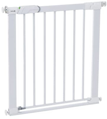 Safety 1st Flat Step Gate, Baby Stair Gate Pressure Fit, 73-80cm (max. 101cm), Ultra Flat Step-over Bar, Keep Open Baby Safety Gate, One-Hand Opening, No-Screw Installation (No Drilling), White