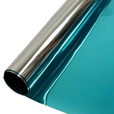 StickersLab - PELLICOLA EFFETTO SPECCHIATO PER FINESTRE E VETRATE COLORE ARGENTO/BLUE (76cm x 300cm)