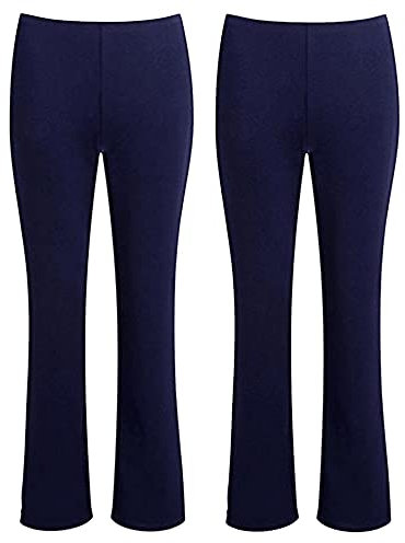 Style Spot Women's Elasticated Pull ON Pants Bootleg Trousers Ladies Nurse Carer Plus Size Bottoms (Navy/Pack of 2, UK 16/29 Regular Inside Leg)